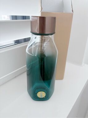 NEW Starbucks Green Glass Bottle with Metallic Copper Cap